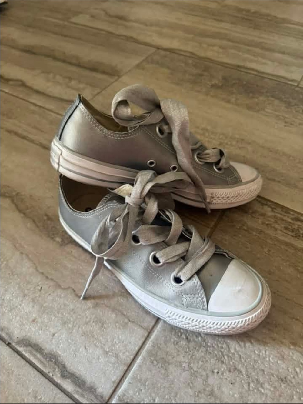 Women’s Low-Top Sneakers in Metallic Silver